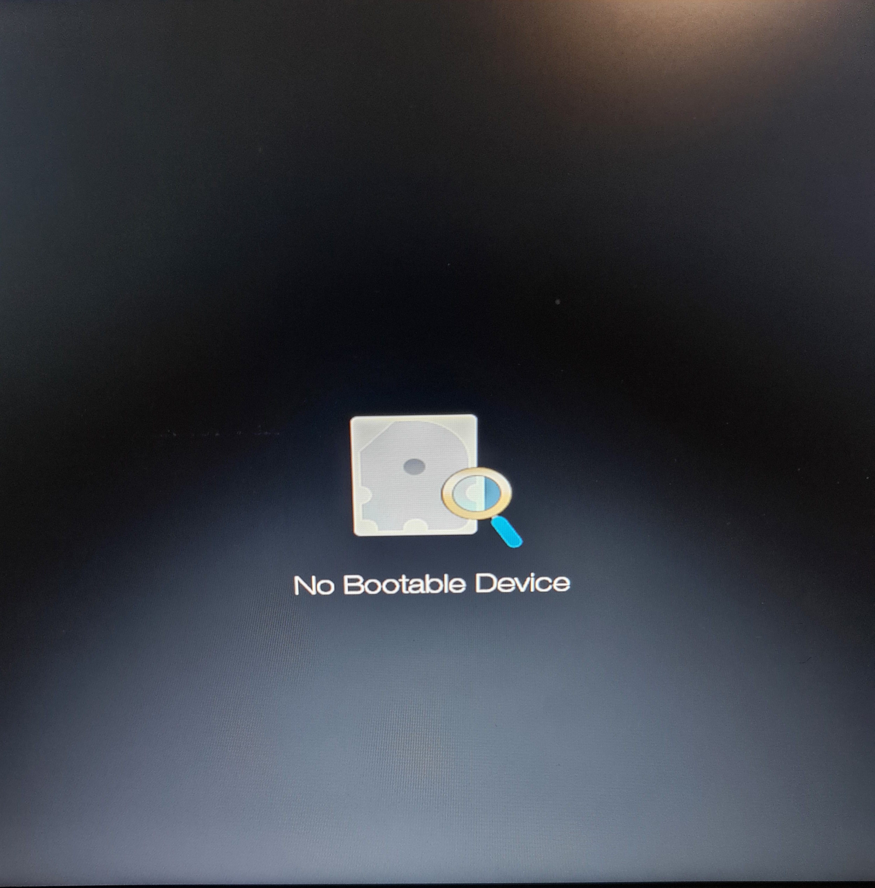 No bootable device error screen